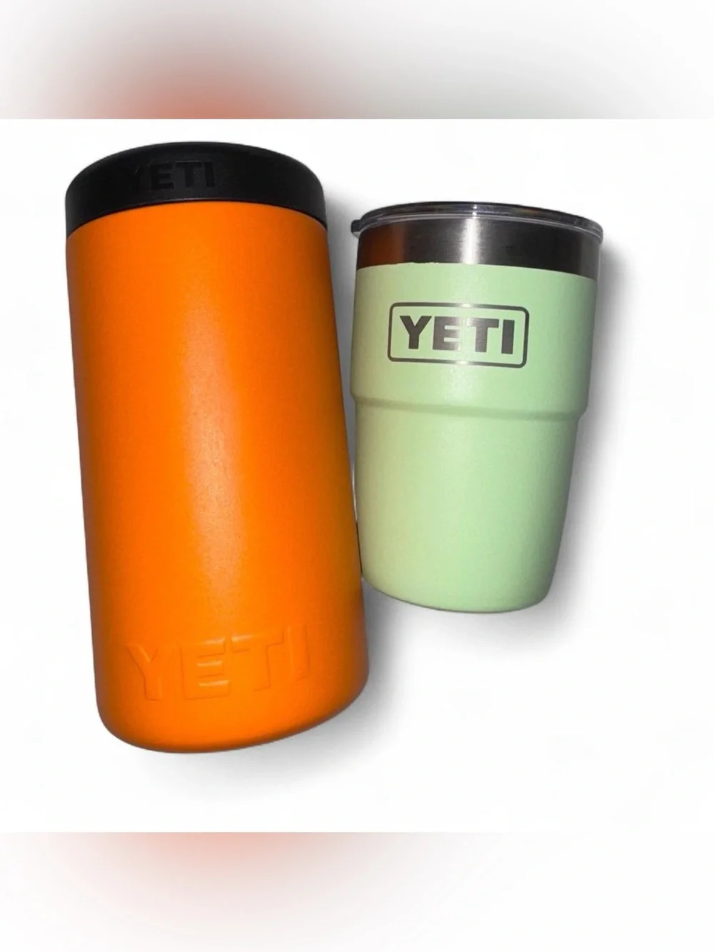 YETI Rambler Set - 8oz Lowball with Lid & Colster Can Holder Orange/Green
